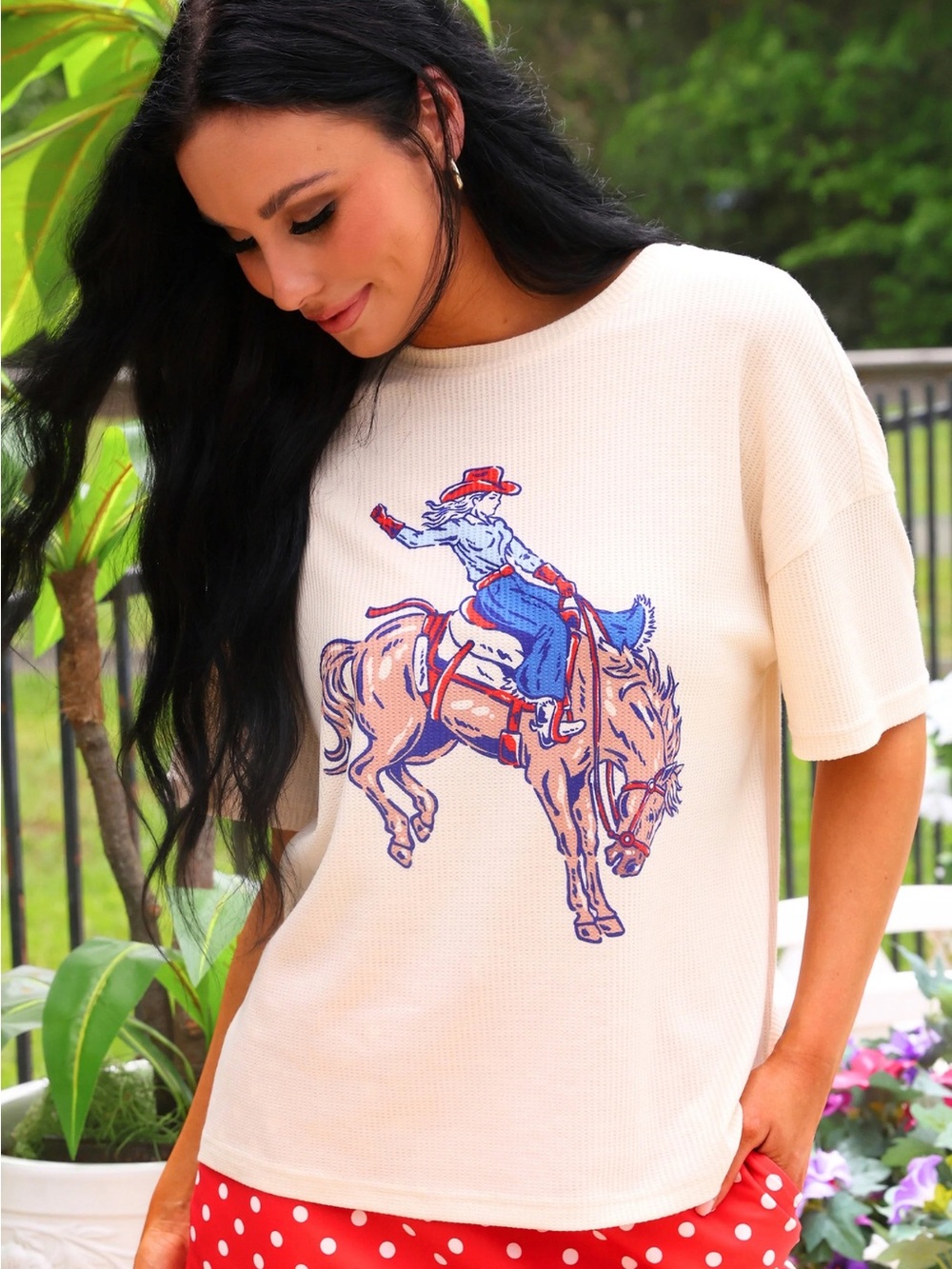Rodeo Queen Waffle Tee- Women's Top